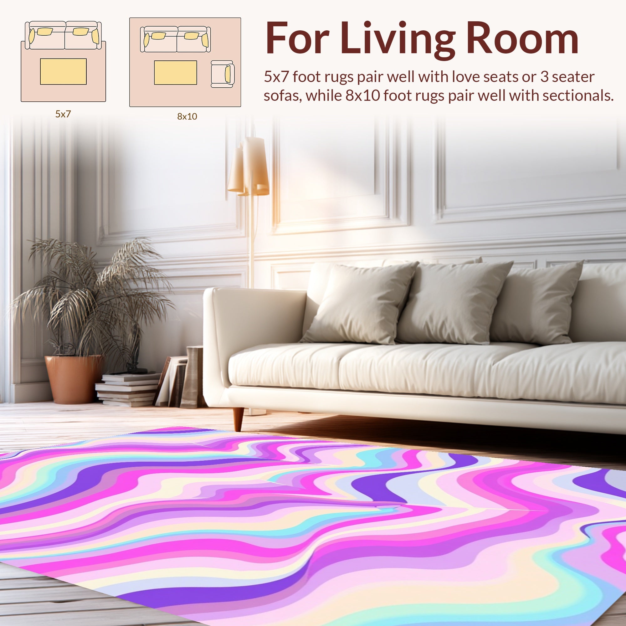 Pastel Swirl Waves Pattern Rug