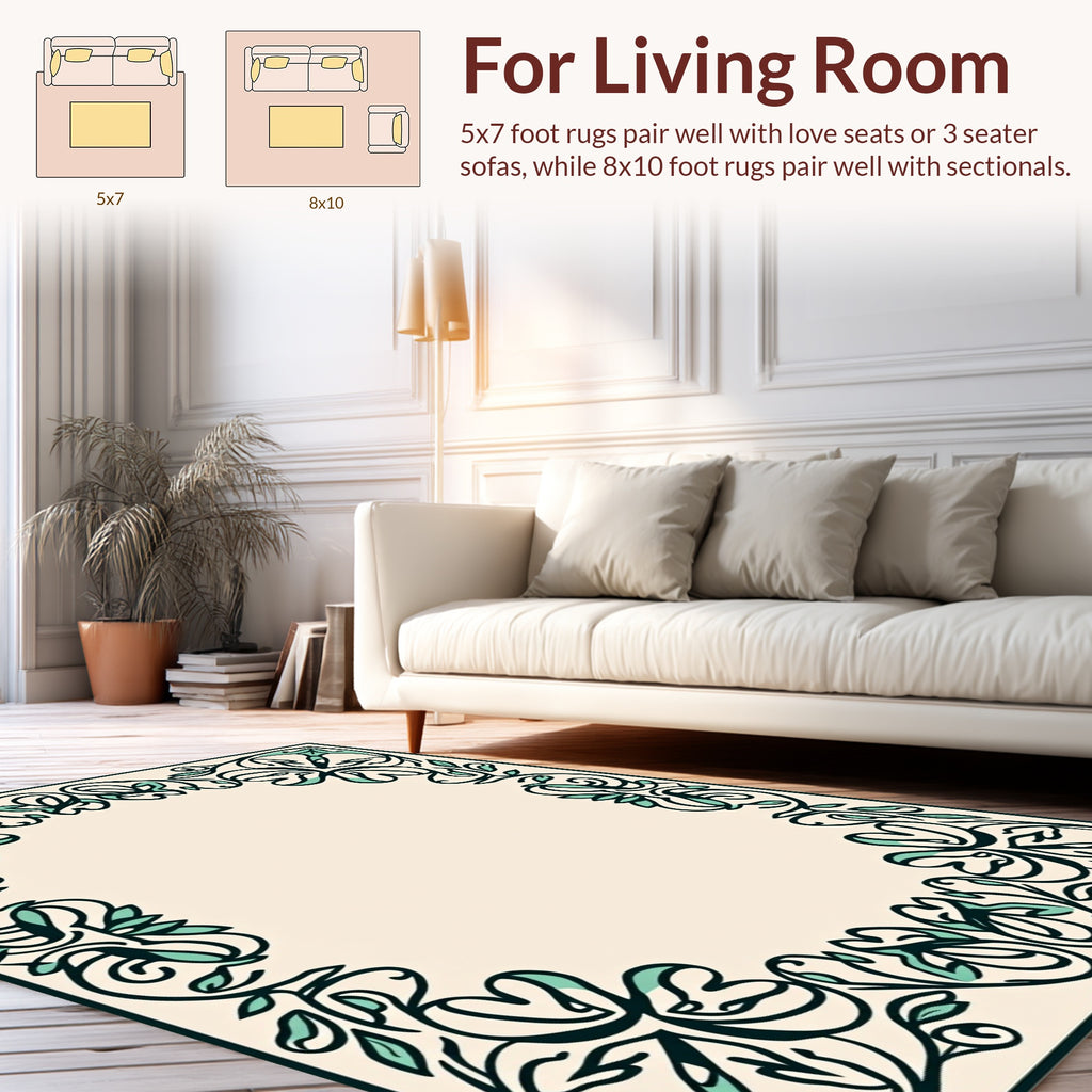 Vintage Floral Border Design Rug
