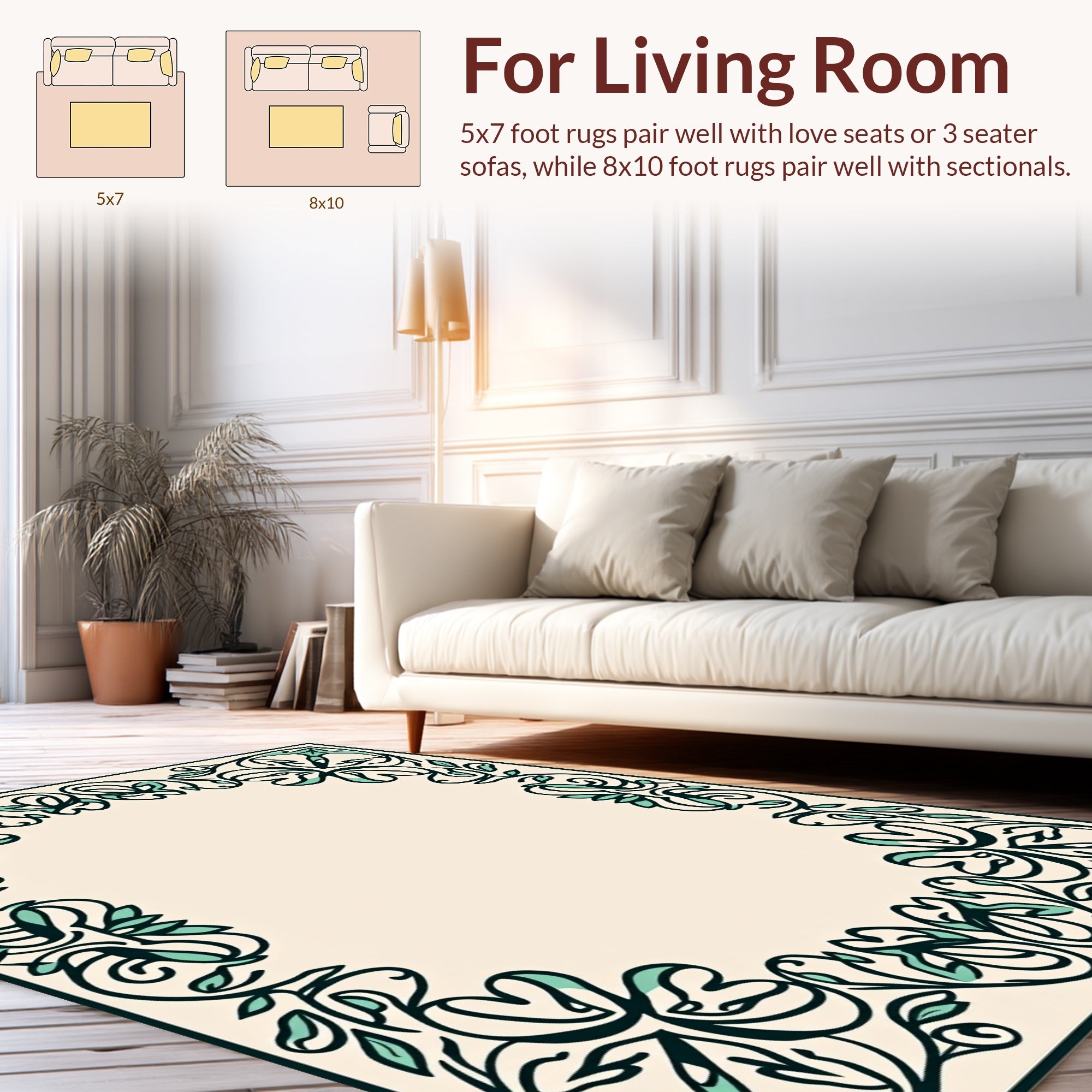 Vintage Floral Border Design Rug