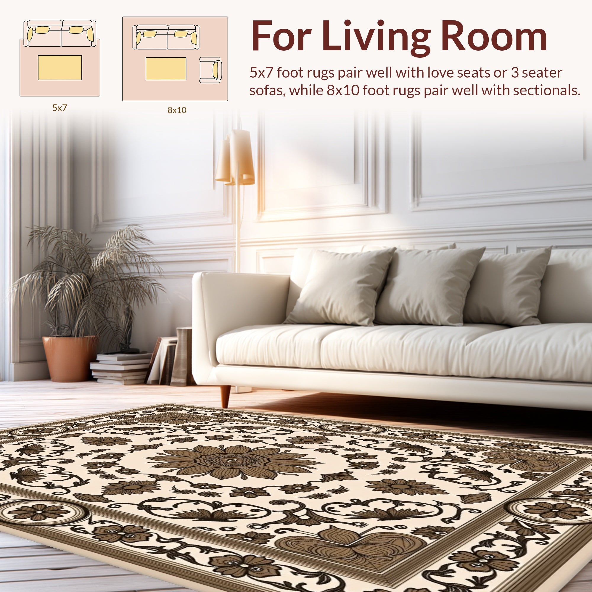 Intricate Floral Vine Symmetry Rug