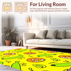 Whimsical Fruit Emoji Face Pattern Rug