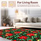 Bold Red Floral Branches Pattern Rug