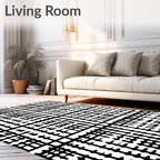 Bold Black and White Geometric Design Rug