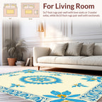 Blue Floral Art Nouveau Style Rug