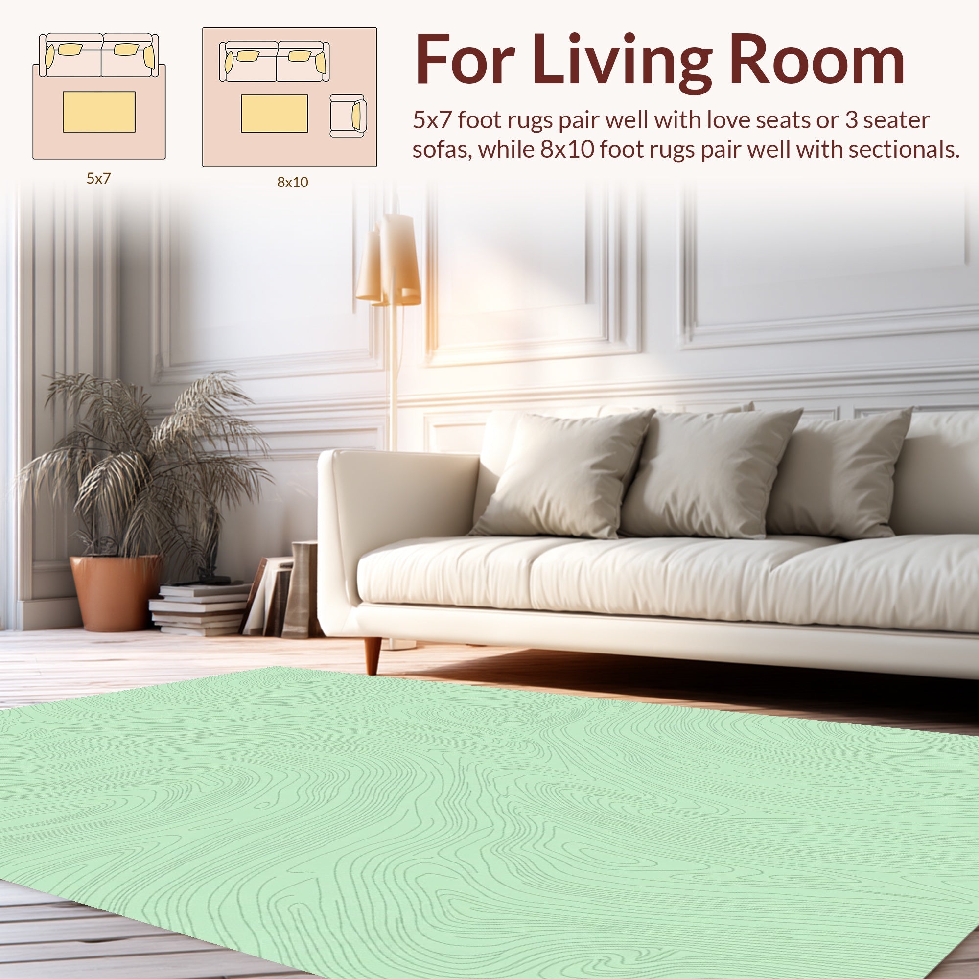 Mint Abstract Contour Pattern Rug