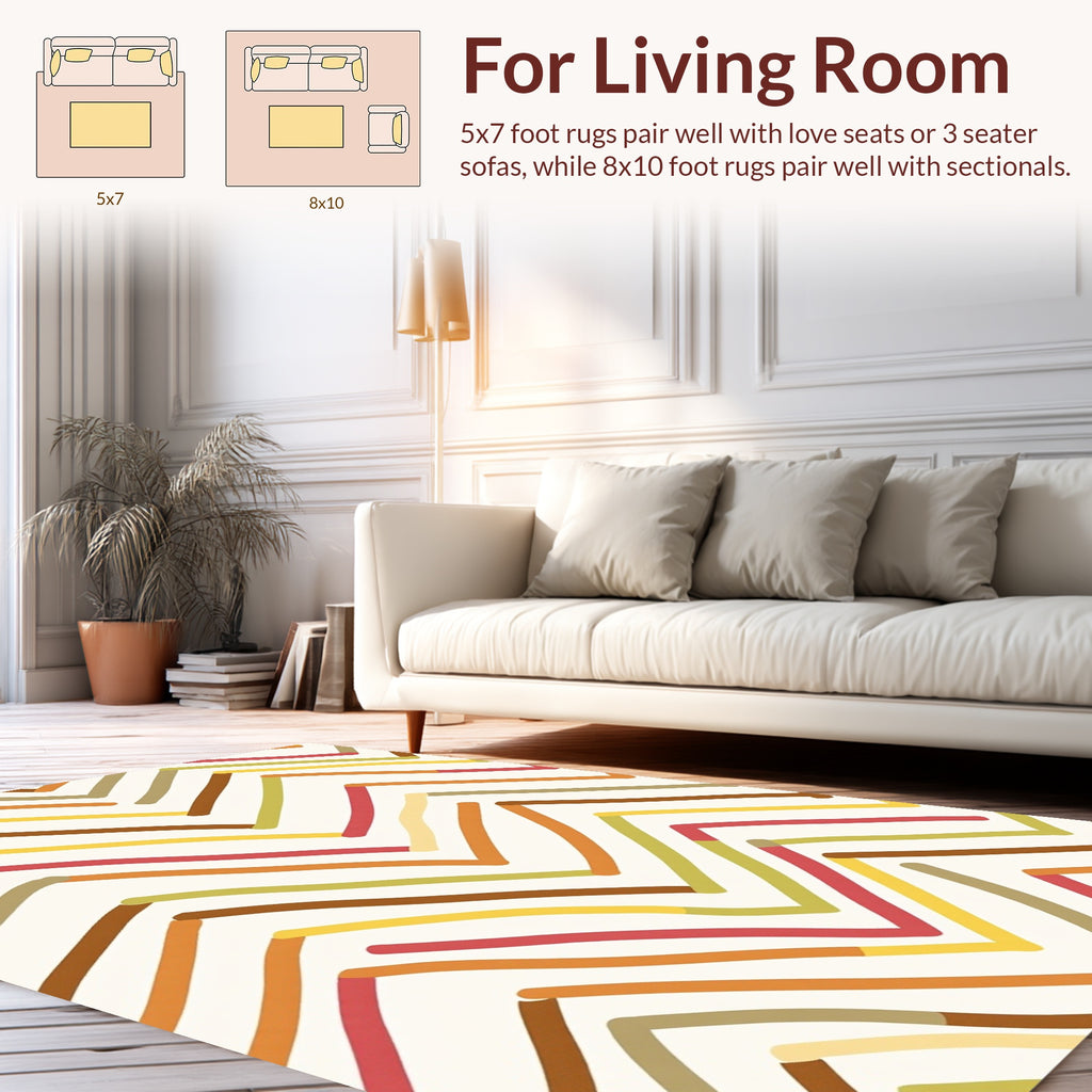 Wavy Zigzag Strokes Pattern Rug