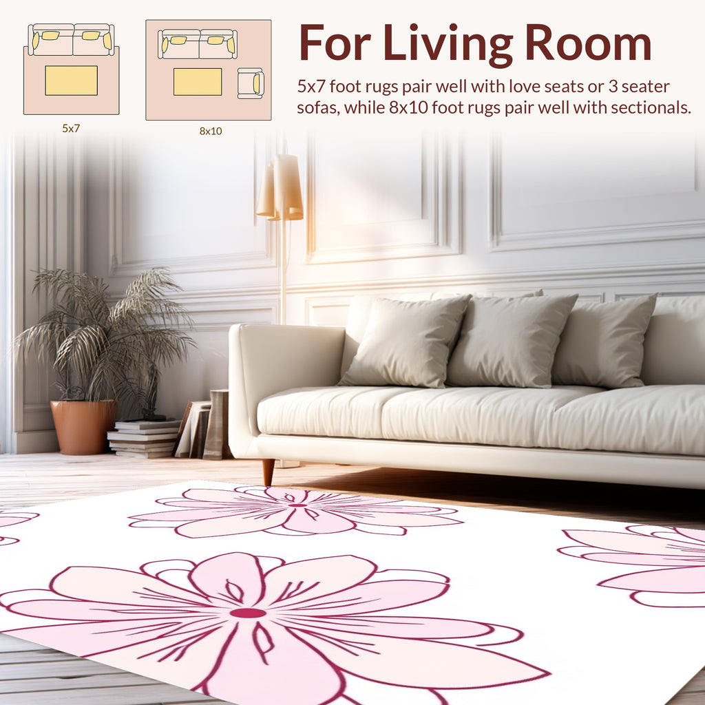 Delicate Pink Floral Pattern Rug