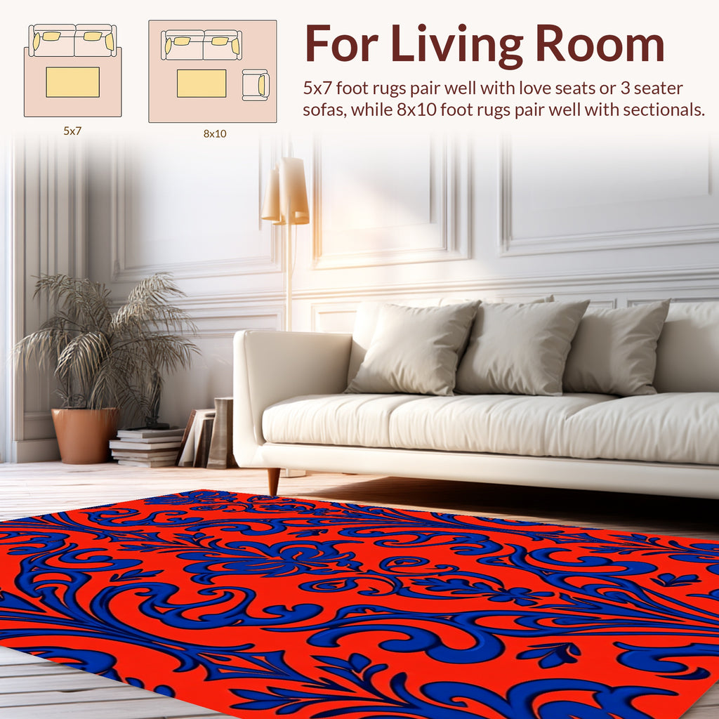 Bold Floral Damask Pattern Rug