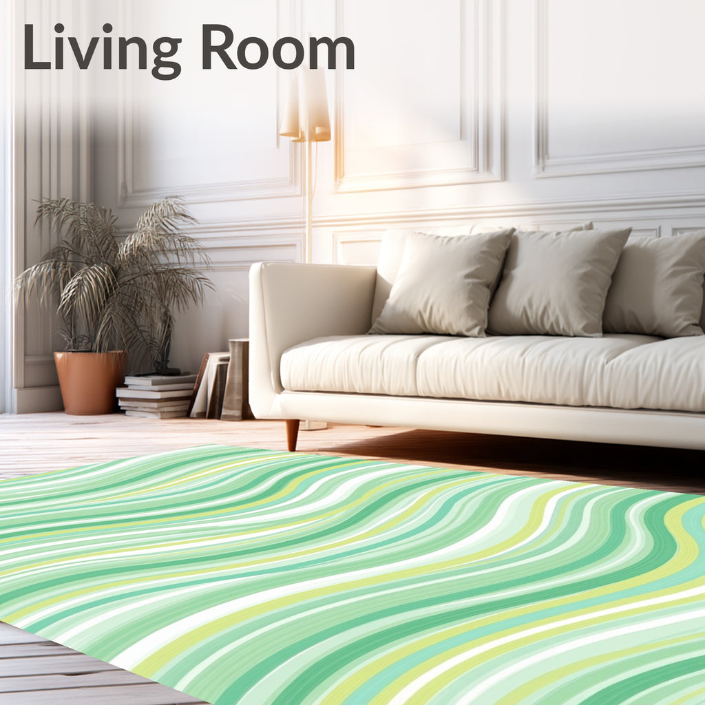 Mint Green Swirling Stripe Rug