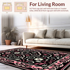 Whimsical Pink Floral Swirl Rug