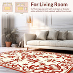 Intricate Red Floral Filigree Pattern Rug
