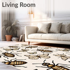 Antique Insects Butterflies Cream Rug