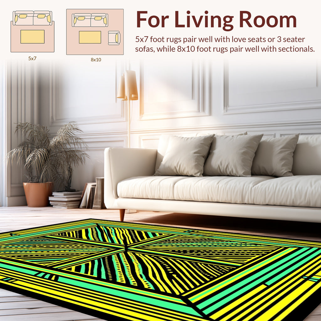 Abstract Geometric Stripe Dot Pattern Rug