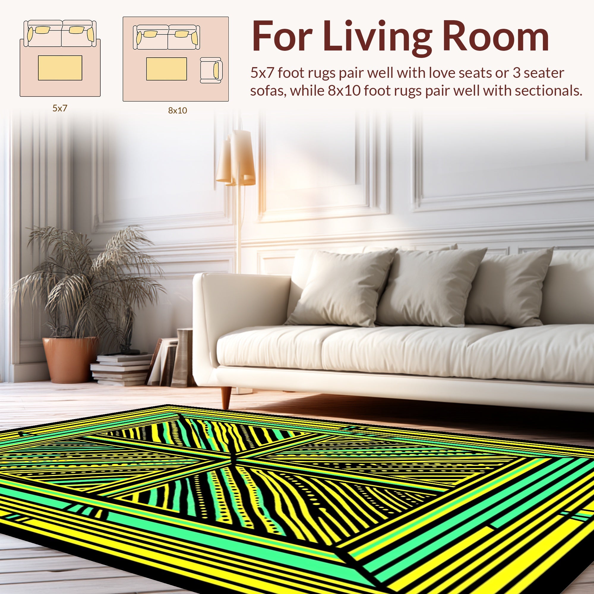 Abstract Geometric Stripe Dot Pattern Rug