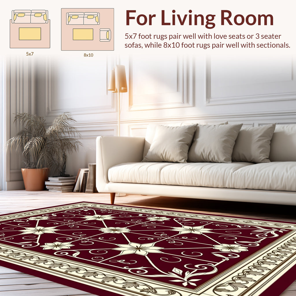 Elegant Floral Screen Inspired Design Rug