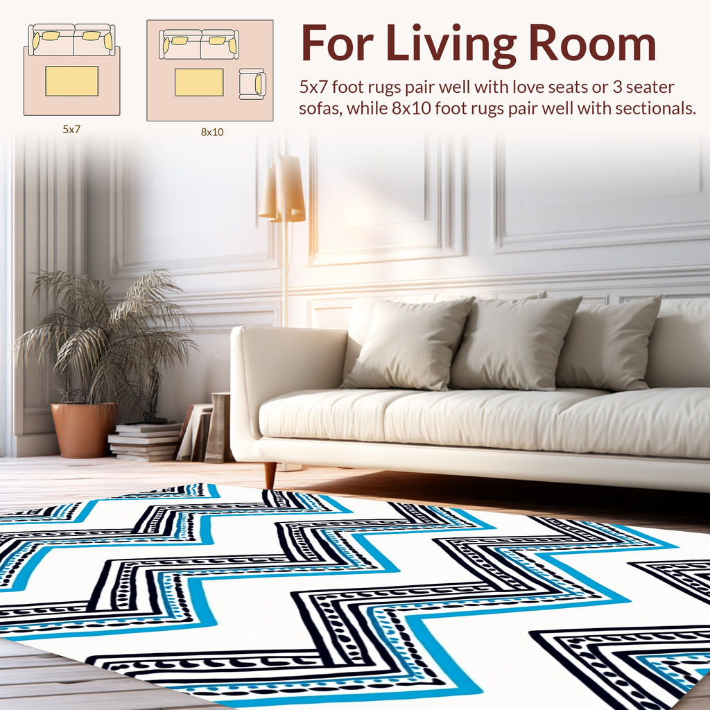 Boho Zigzag Stripe Print Rug