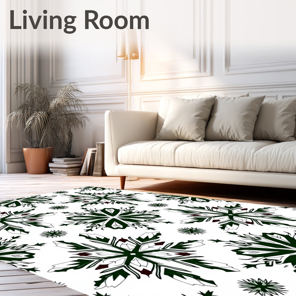 Dark Green Snowflake Medallion Art Rug