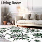 Dark Green Snowflake Medallion Art Rug