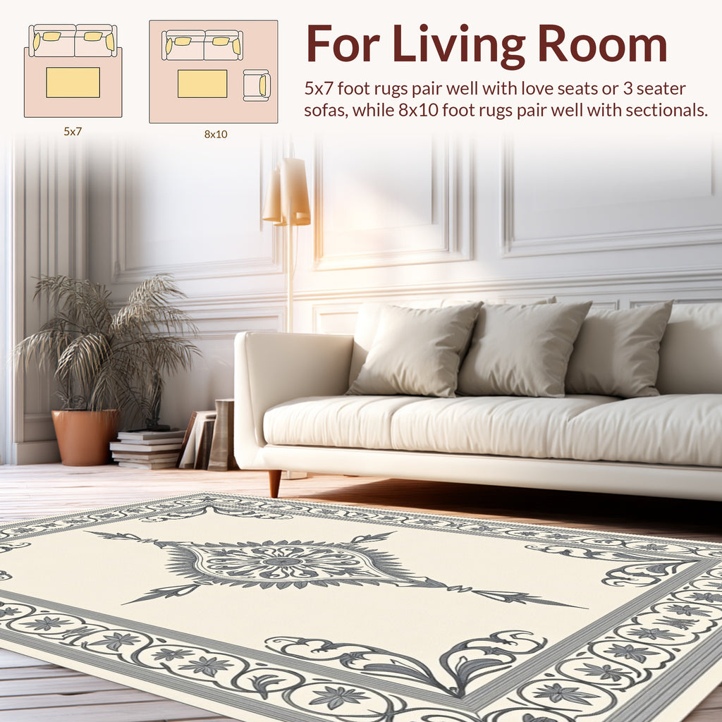 Classic Floral Medallion Border Design Rug