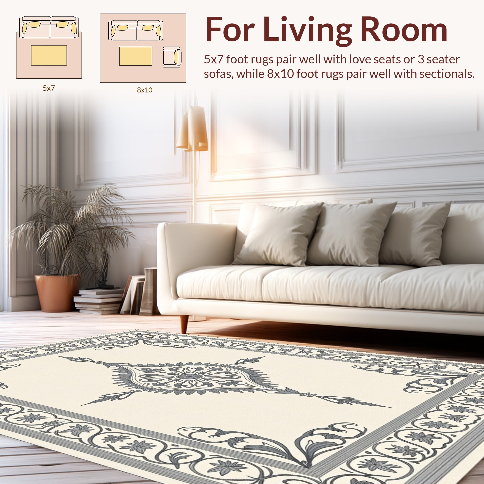 Classic Floral Medallion Border Design Rug