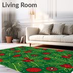 Crimson Floral Fern Egg Medley Rug