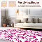 Vibrant Pink Curvy Botanical Pattern Rug