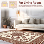 Crimson Floral Medallion Border Rug