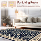 Ornate Geometric Floral Cream Navy Rug