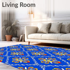 Grand Blue Floral Lattice Rug