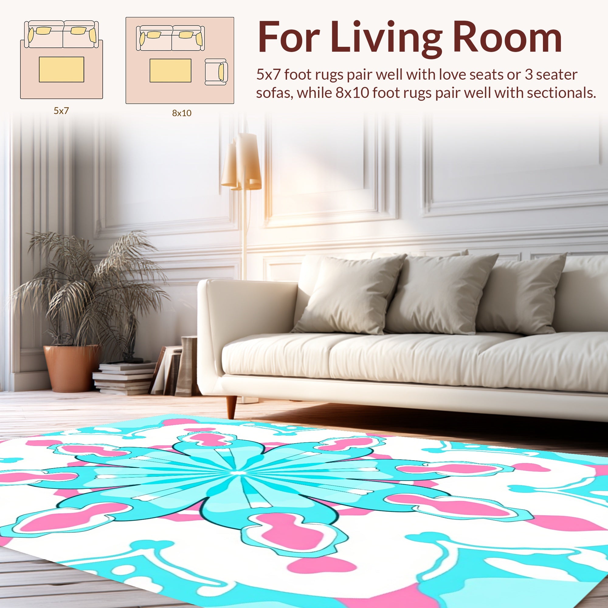 Pastel Petal Kaleidoscope Rug