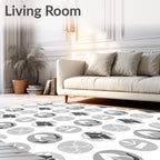 Monochrome Circular Emblem Pattern Rug