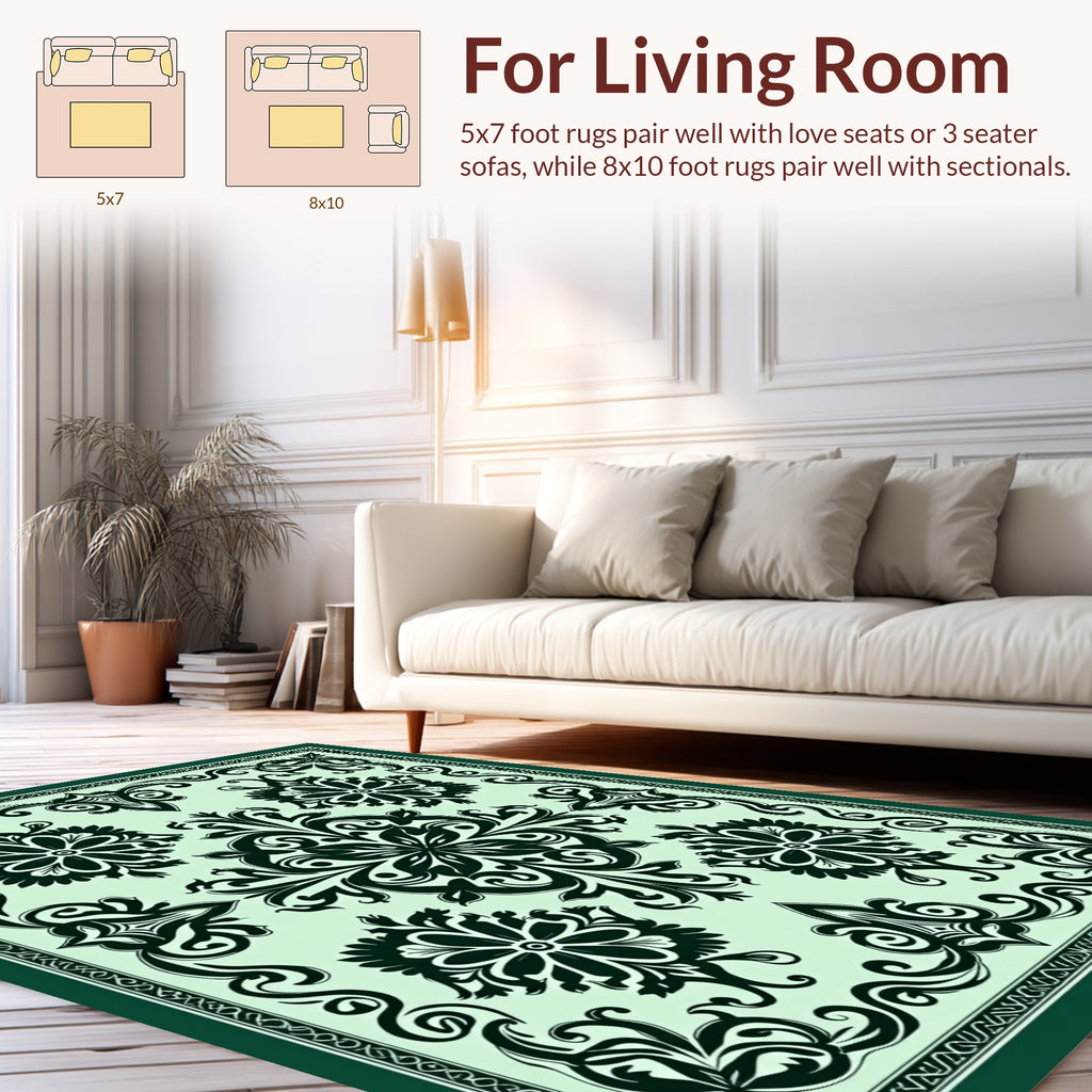 Traditional Floral Damask Pattern Rug
