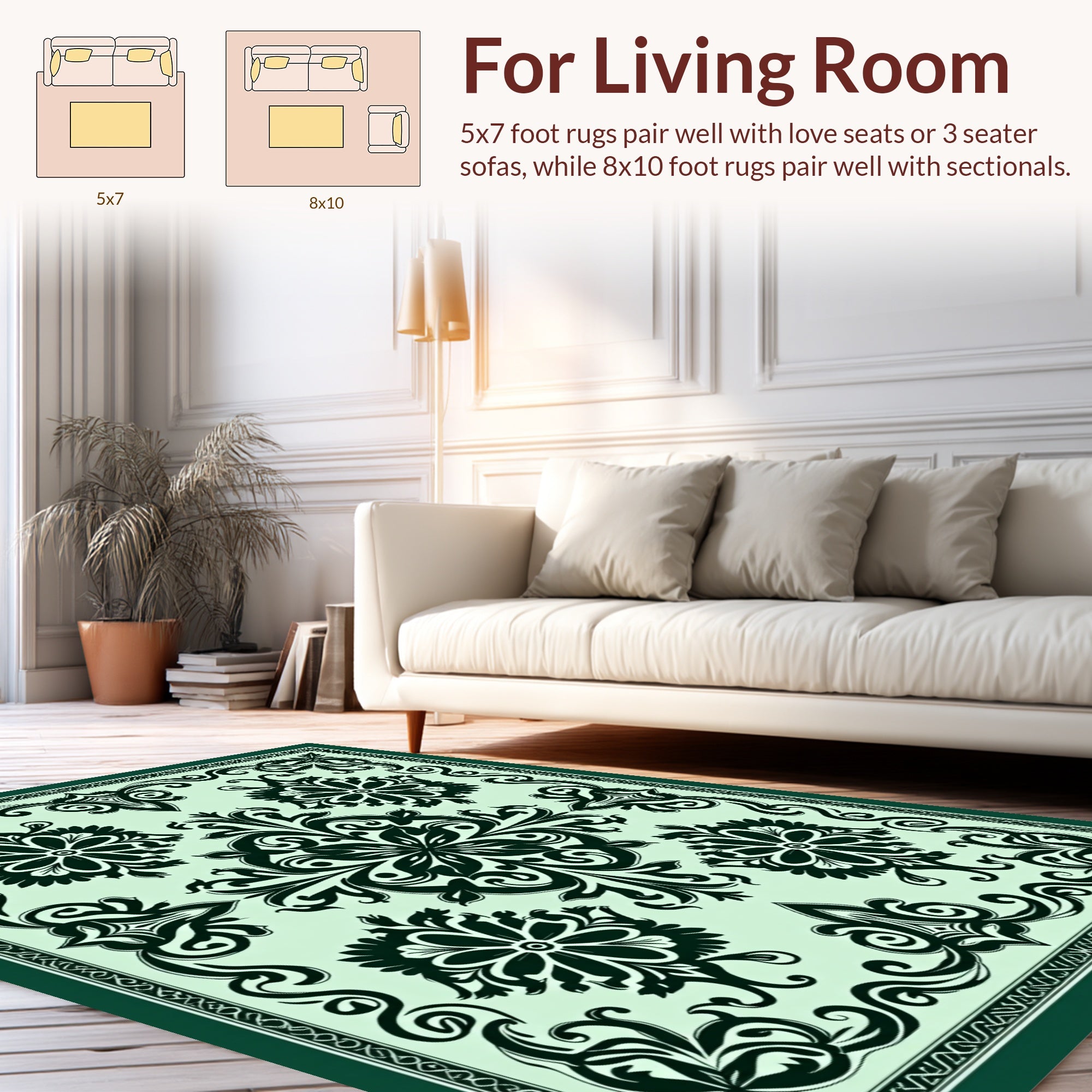 Traditional Floral Damask Pattern Rug