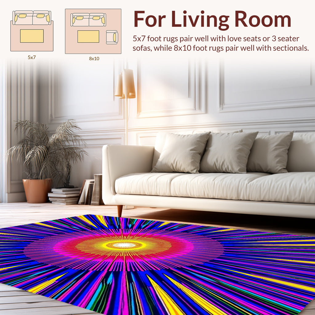 Radiating Sunburst Pattern Rug