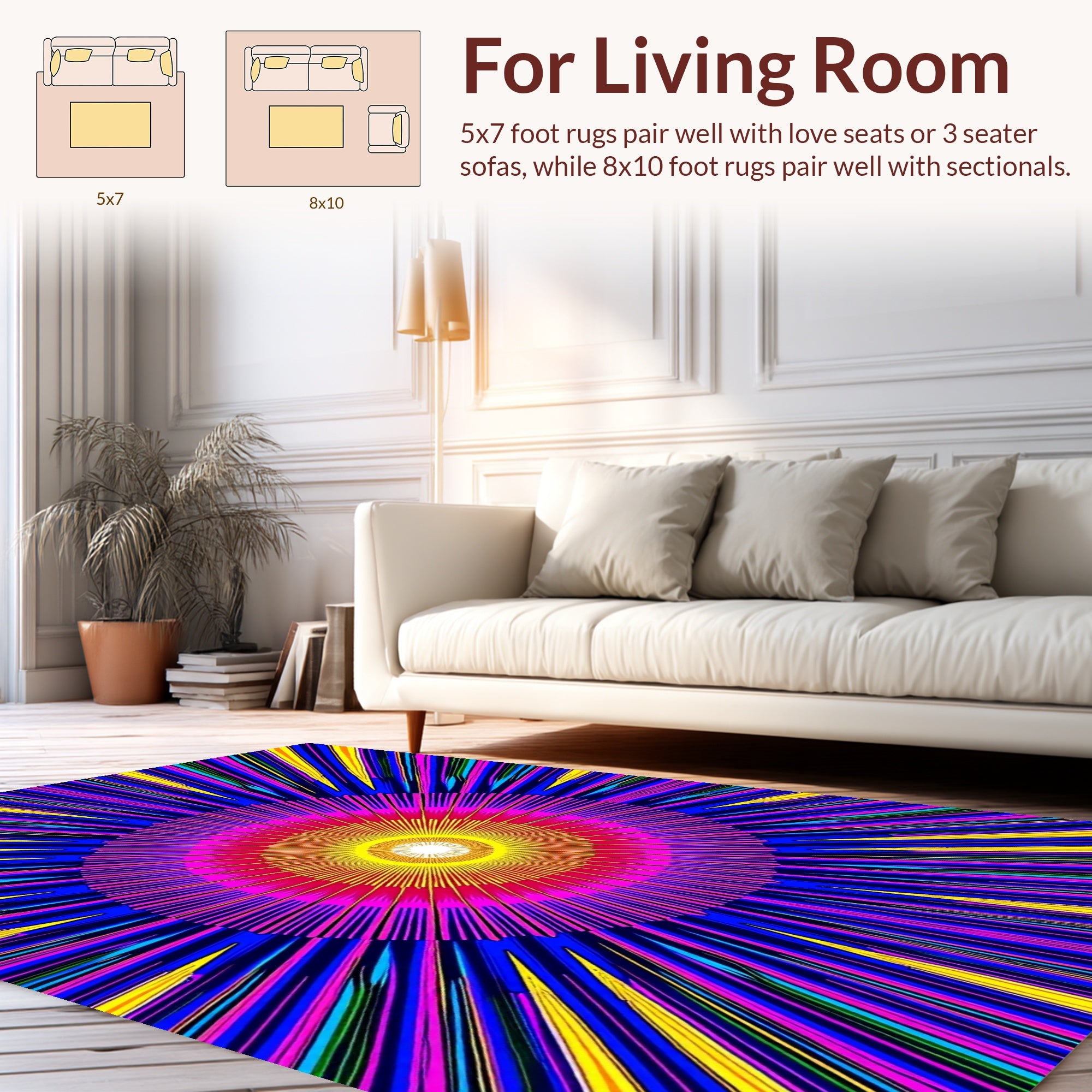 Radiating Sunburst Pattern Rug