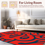 Bold Red Wavy Swirl Pattern Rug