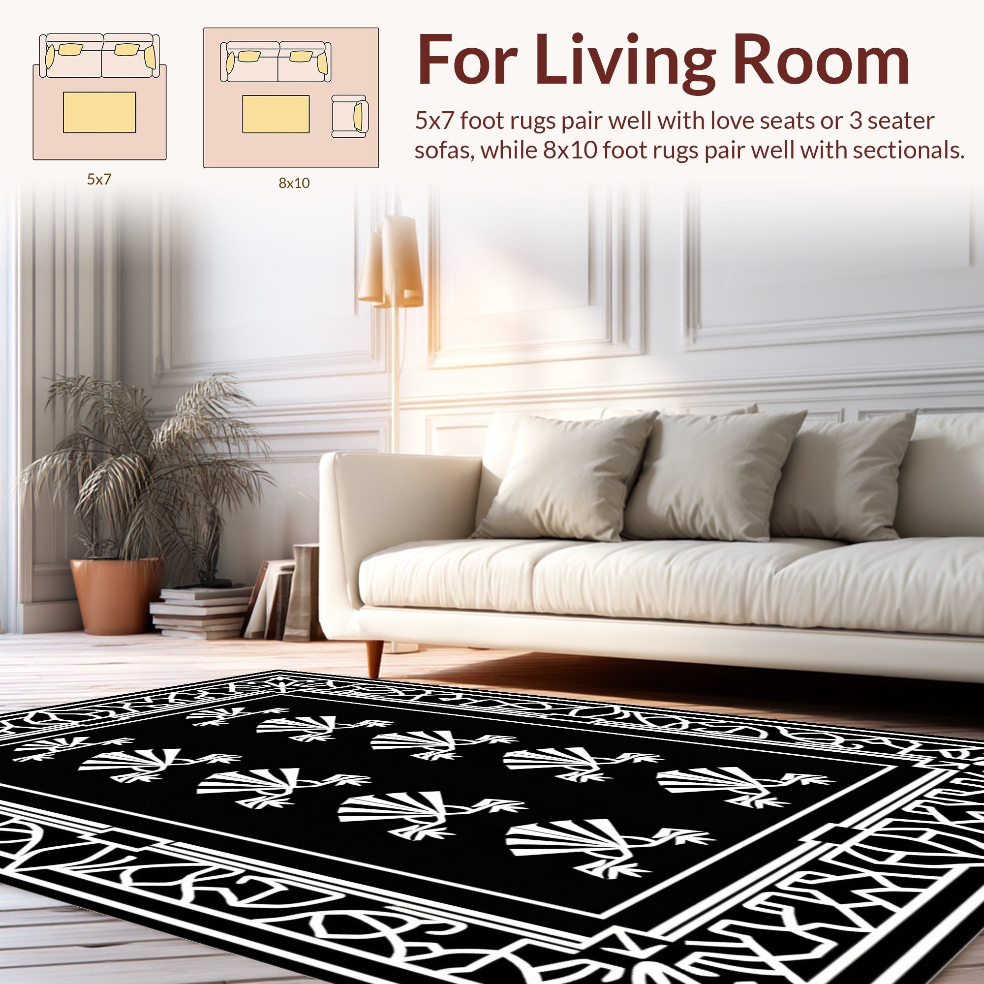Bold Abstract Fan Motif Geometric Design Rug