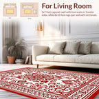 Ornate Red Floral Medallion Design Rug