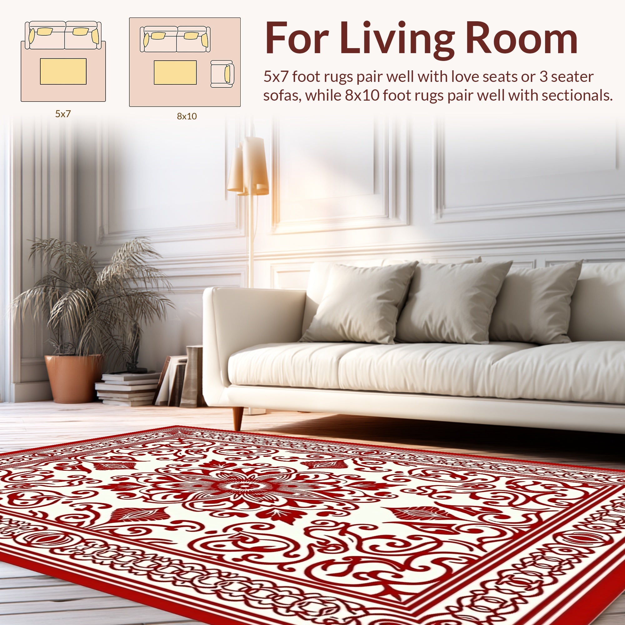 Ornate Red Floral Medallion Design Rug