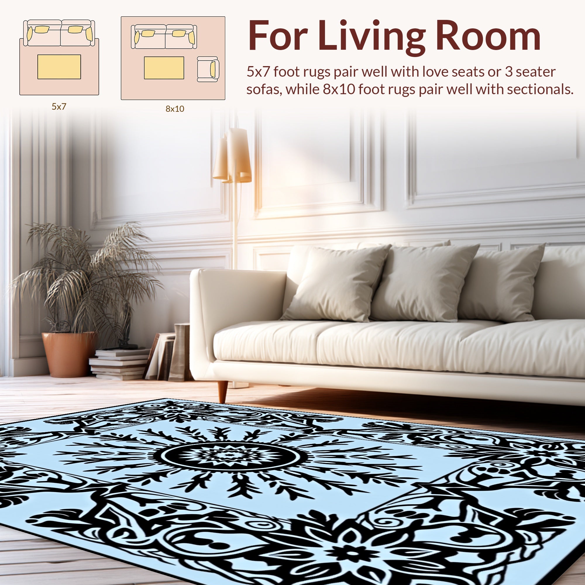 Ornate Floral Sun Pattern Design Rug