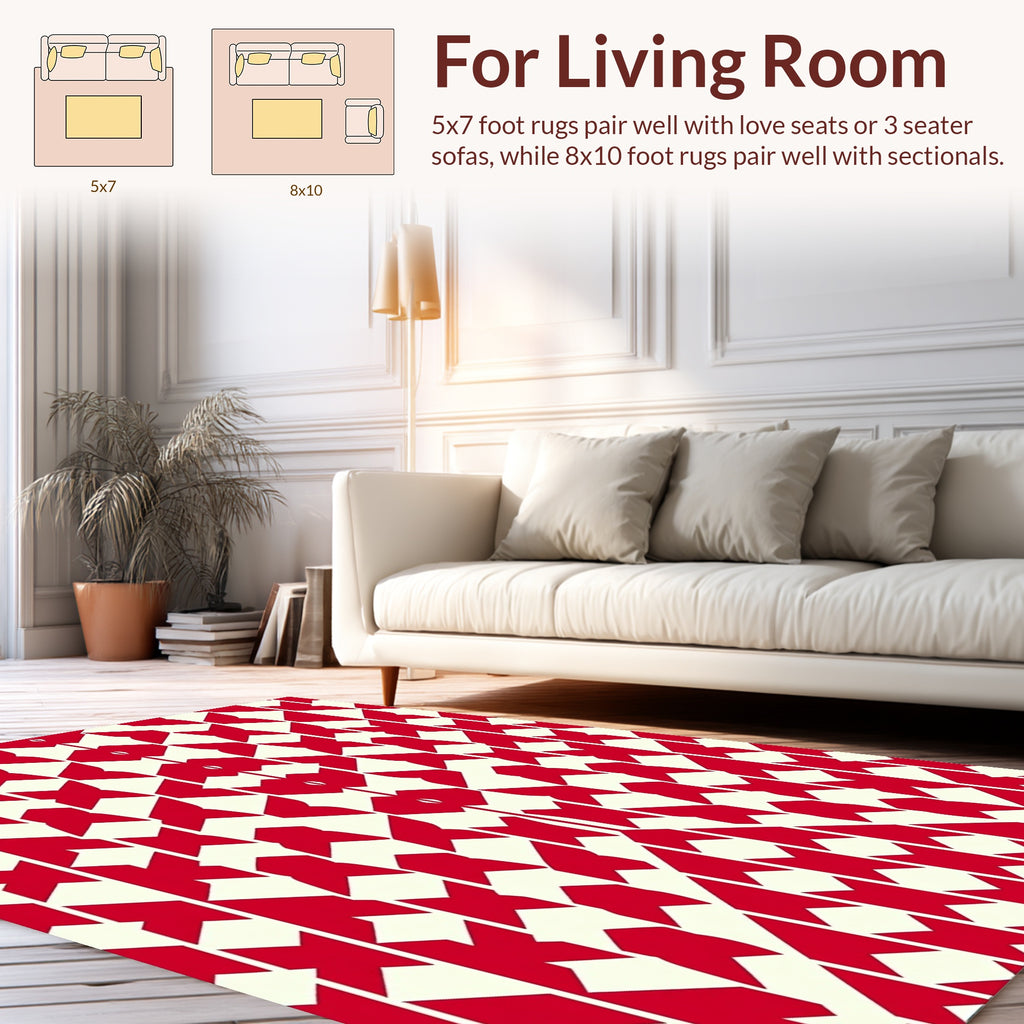 Bold Red Geometric Pattern Rug