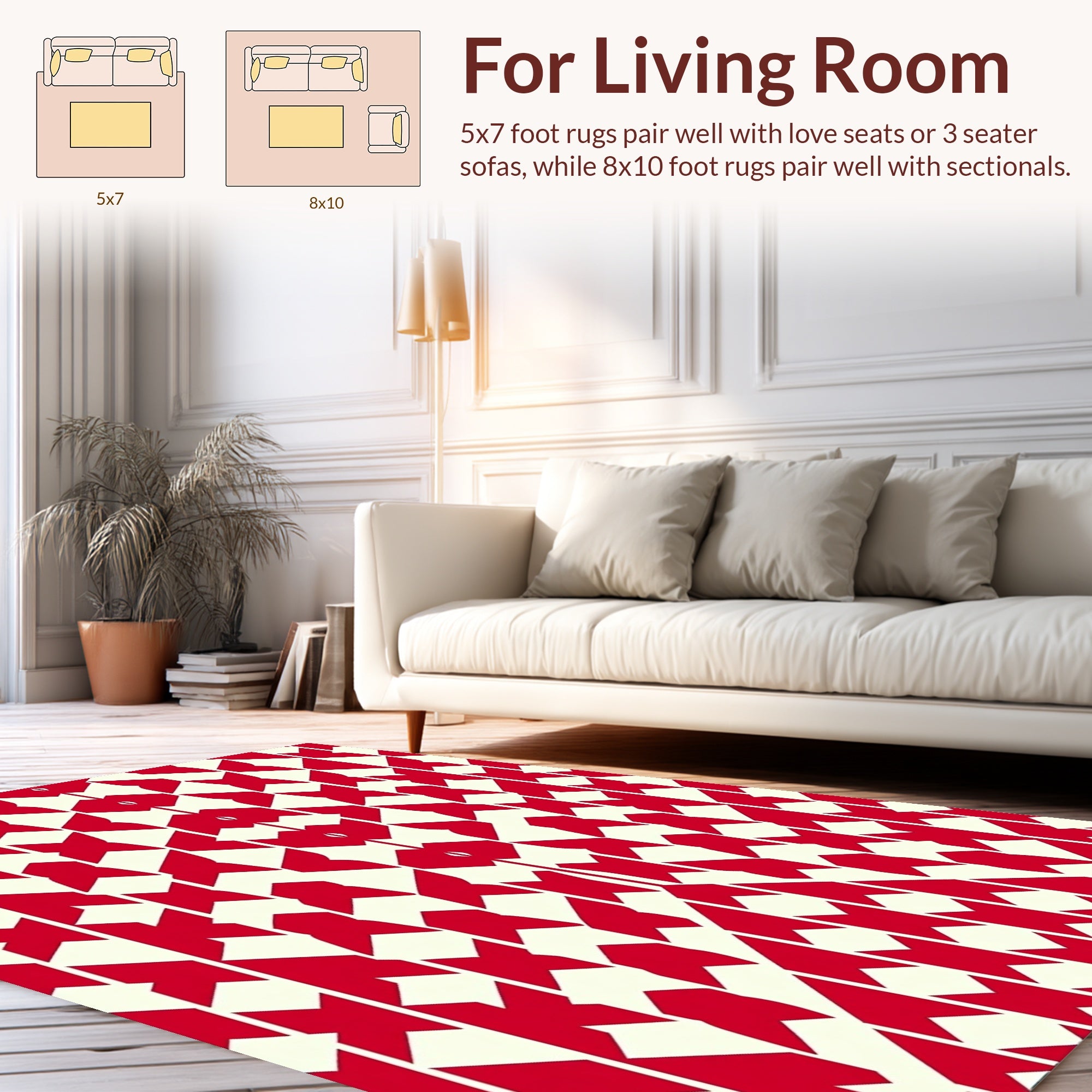 Bold Red Geometric Pattern Rug