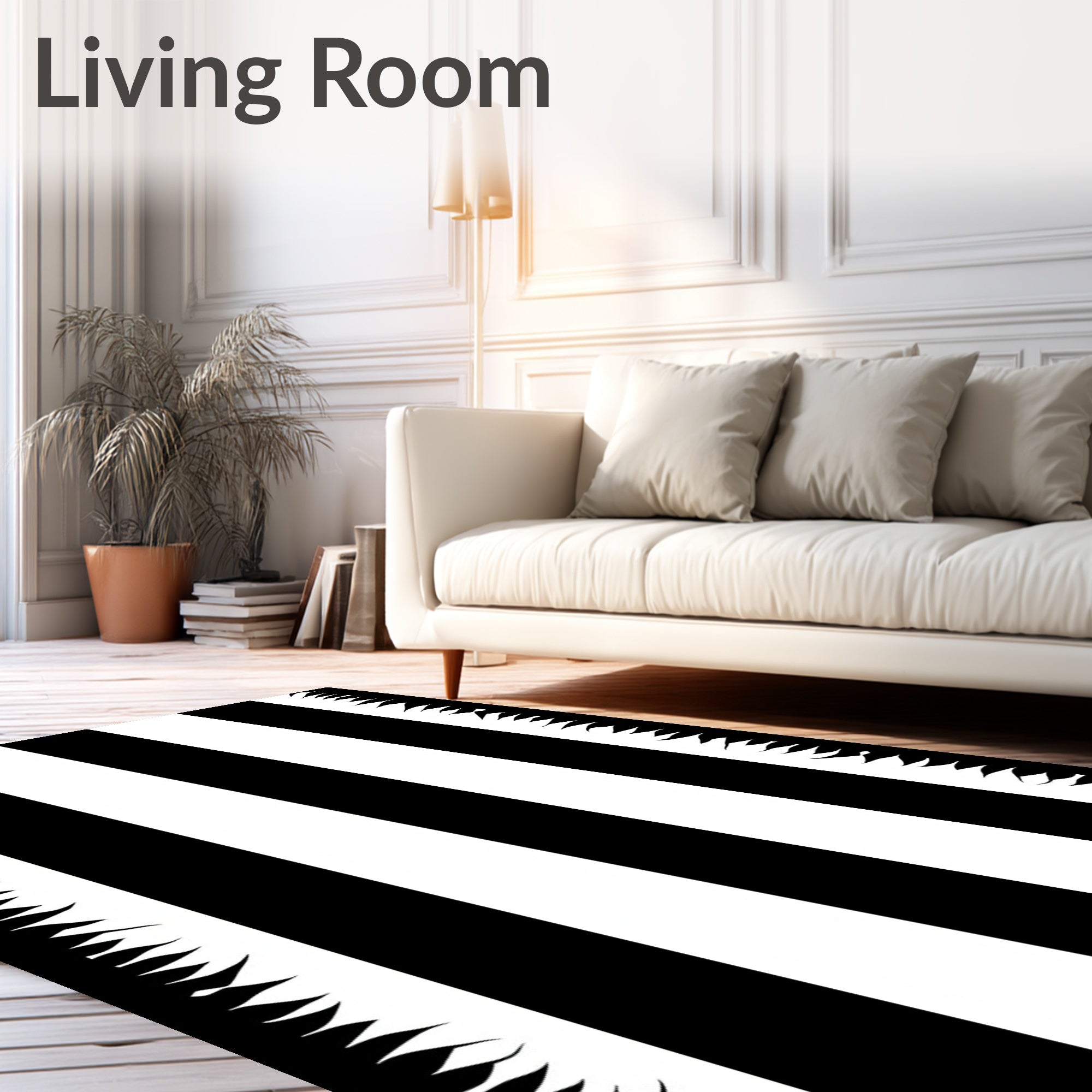 Bold Vertical Stripe With Jagged Edge Rug
