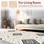 Classic Gray Floral Square Patterned Rug