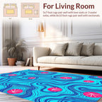 Abstract Blue Swirls With Pink Dots Rug