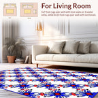 Bold Blue Red Floral Pattern Rug