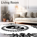 Gothic Black Skull Medallion Baroque Rug