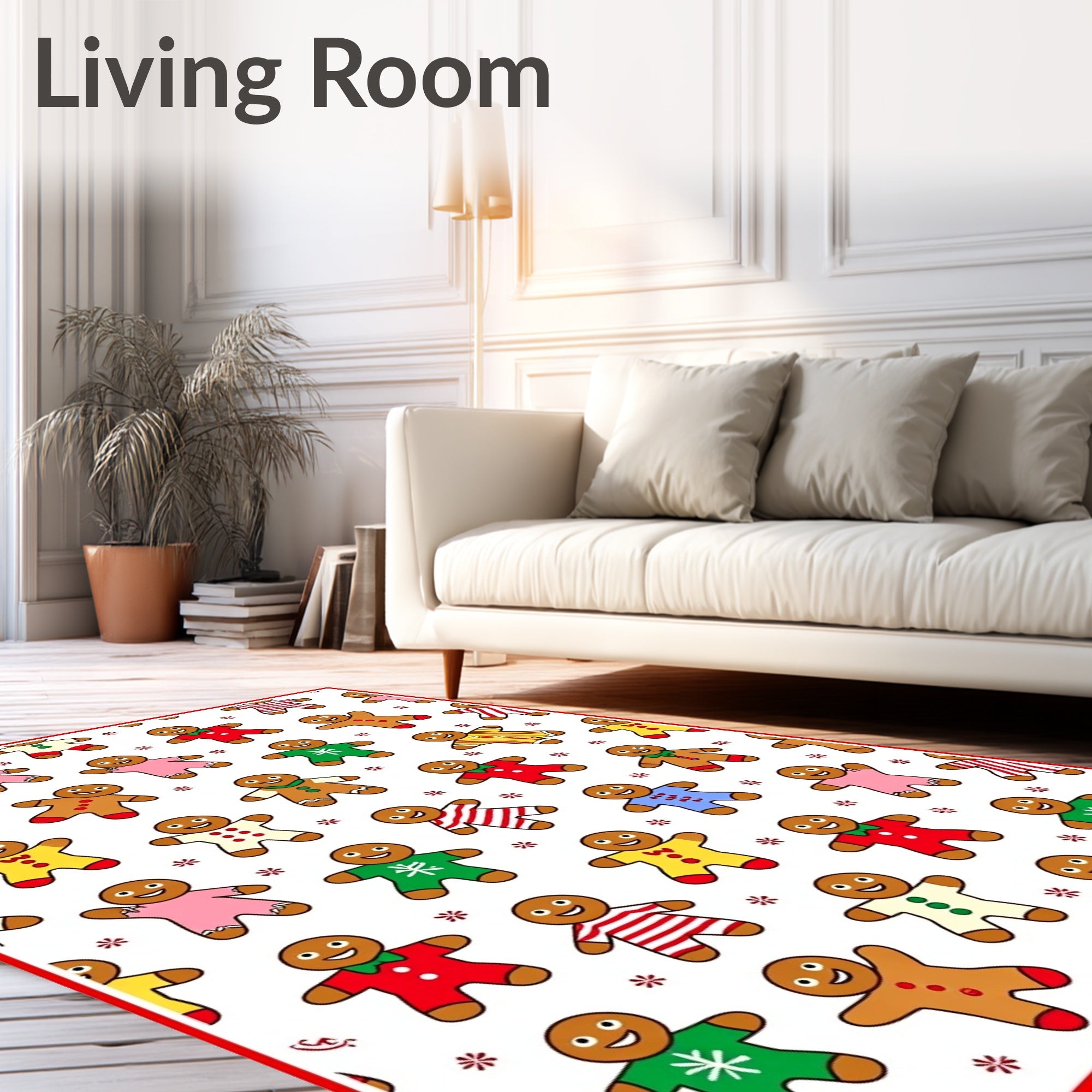 Jolly Gingerbread Men Pattern Rug