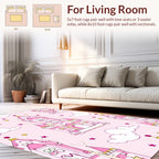 Pink Castle Clouds And Stars Pattern Rug