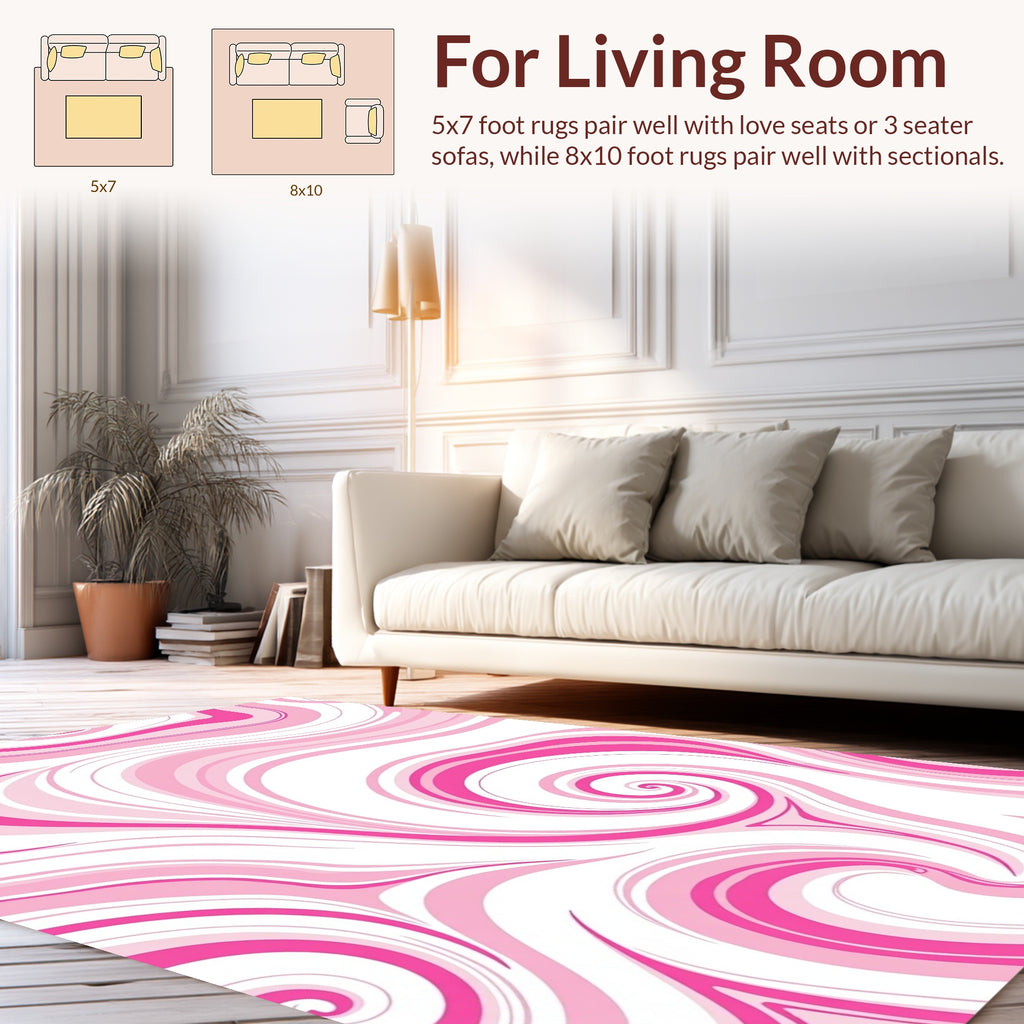 Pink Swirls Strokes Pattern Rug